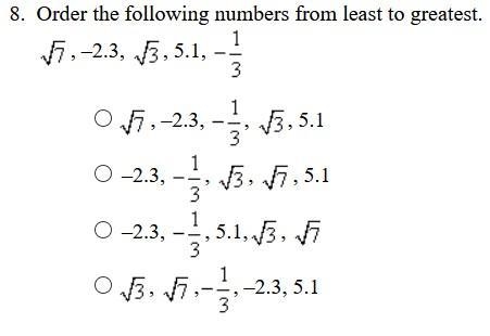 Order the following numbers from least to greatest.-example-1