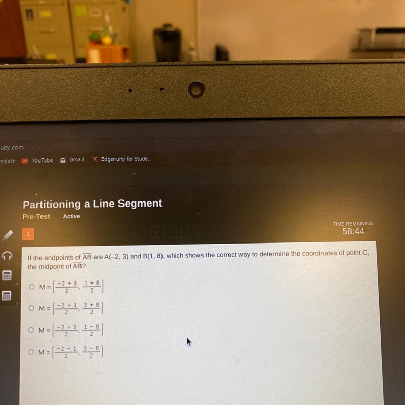 If the endpoints of AB are A(-2,3) and B(1,8), which shows the correct way to determine-example-1