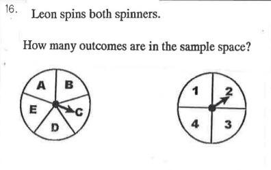 Leon spins both spinners. How many outcomes are in the sample space?-example-1