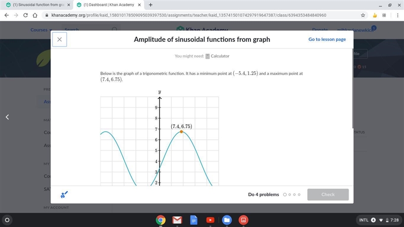 What would the amplitude be? How do I find it? Should I add 1.25+6.75 then divide-example-1