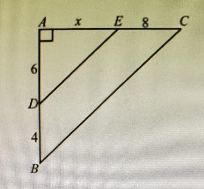 Given that triangle DAE ~ triangle BAC, what is the length of side AE? ​-example-1