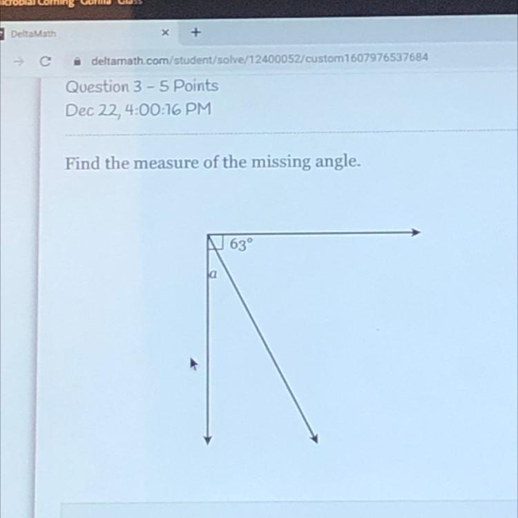 Find the measure of the missing angle.-example-1