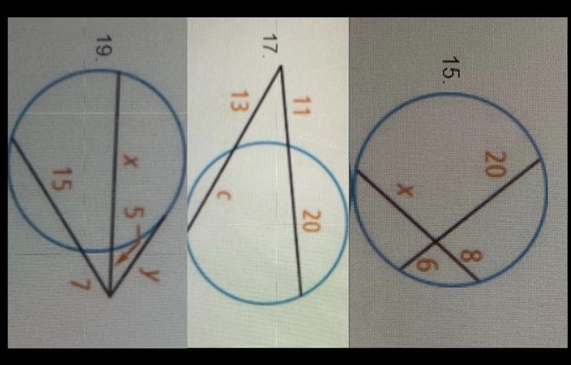 Algebra Find the value of each variable using the given chord, secant, and tangent-example-1