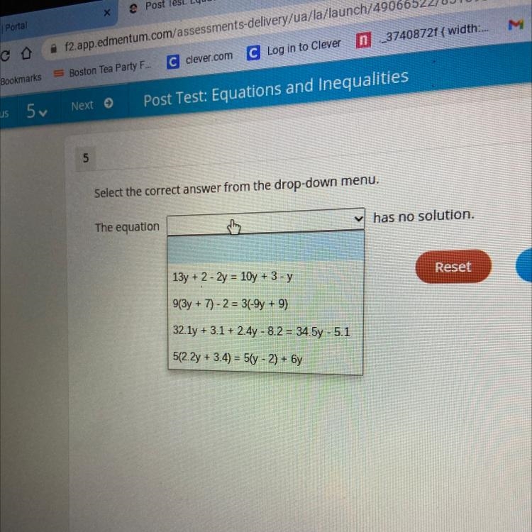 Select the has no solution. The equation Can someone plz hurry and help-example-1