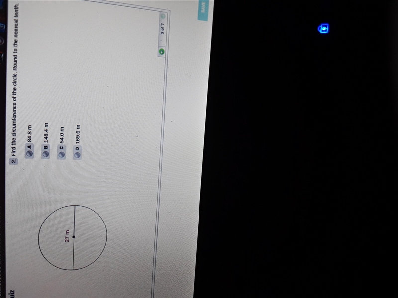 Find the circumference of the circle round to the nearest tenth 27 m-example-1