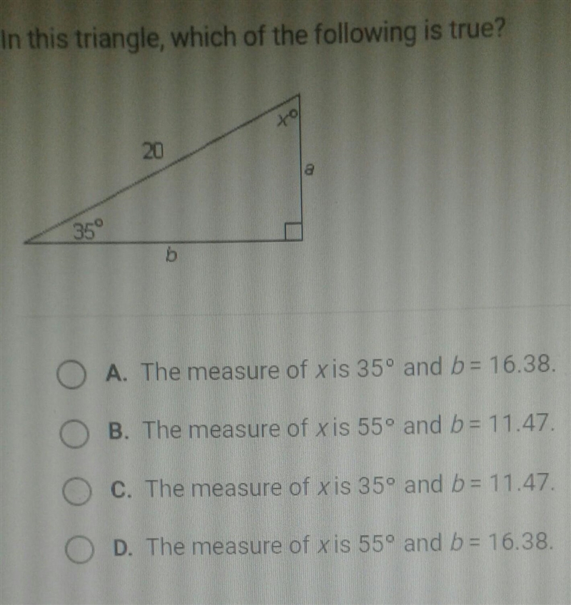 In this triangle, which of the following is true?​-example-1