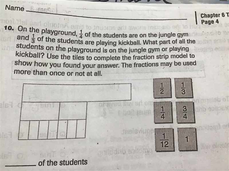 On the playground one for him of the students are on the jungle gym and 1/3 of the-example-1