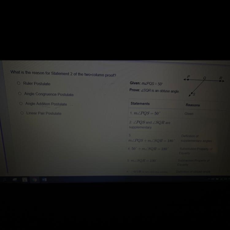 What is the reason for Statement 2 of the two-column proof?-example-1