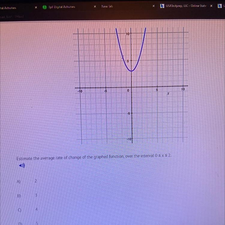 Estimate the average rate of change of the graphed function, over the interval 0 ≤ x-example-1