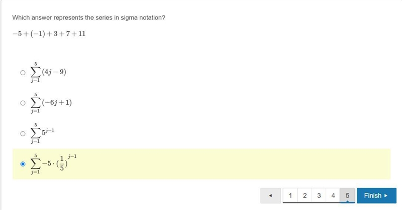 Which answer represents the series in sigma notation?-example-1