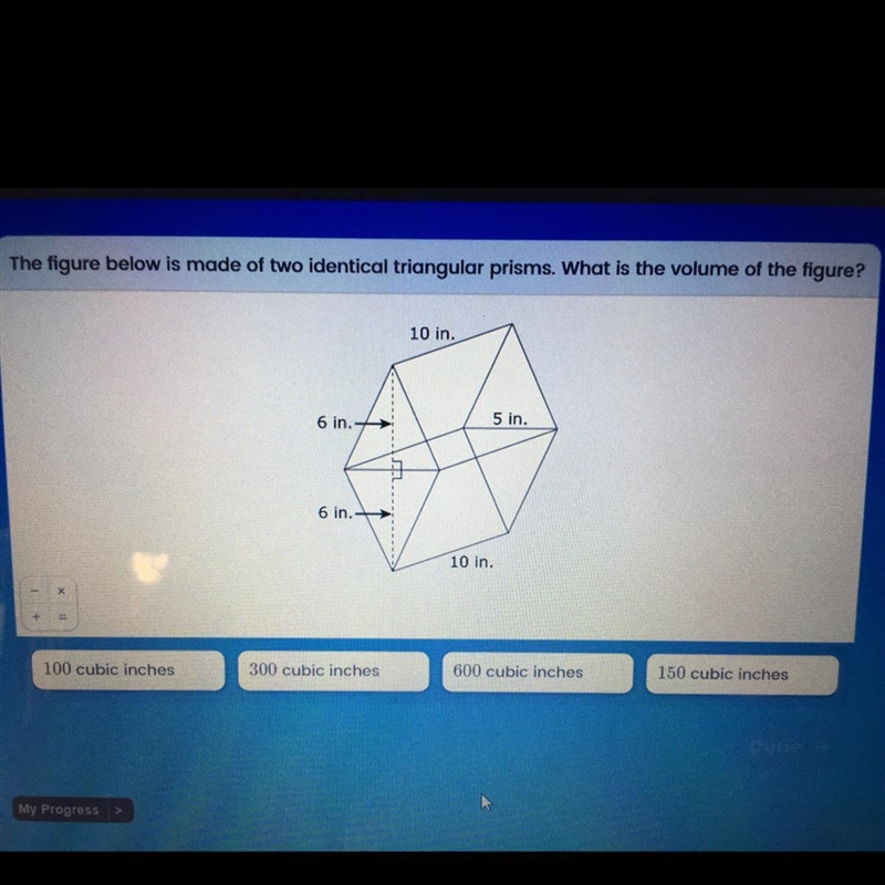 The figure below is made of two identical triangular prisms what is the value of the-example-1