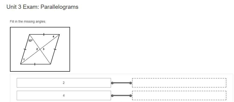 Fill in the missing angles 2, and 4.-example-1