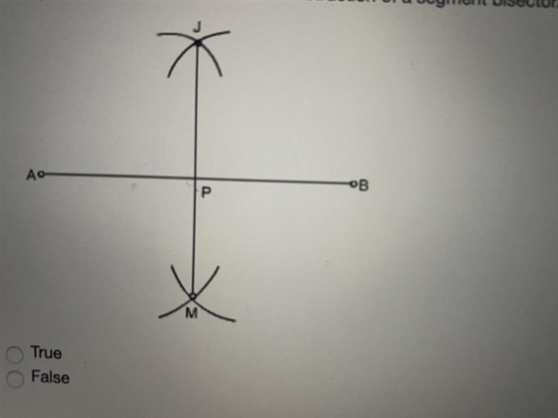 The figure below shows the correct construction of a segment bisector.-example-1