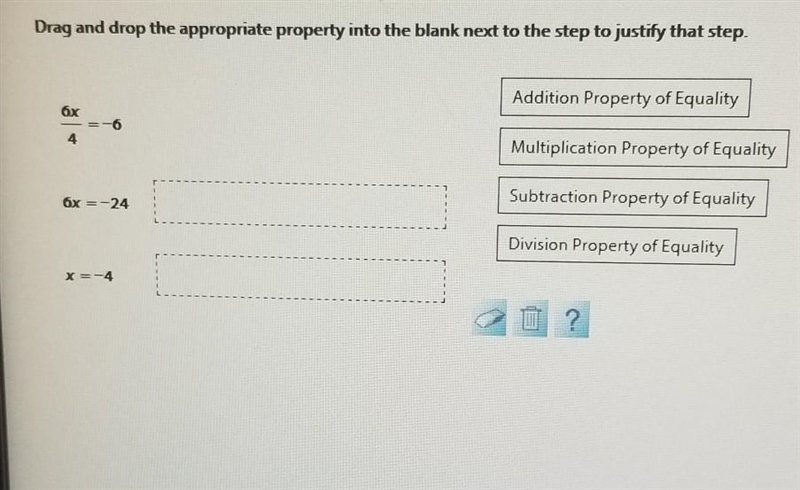 Drag and drop the appropriate property into the blank next to the step to justify-example-1