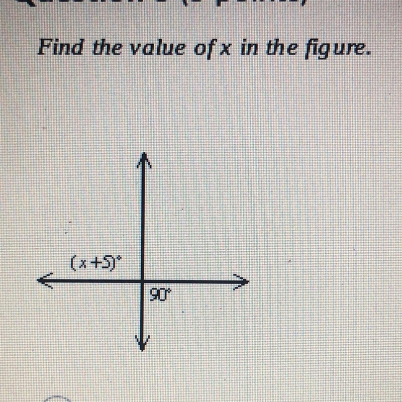 Find the value of x in the figure (X+5)* 90*-example-1