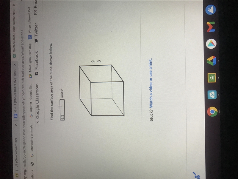 Find the surface area of the cube shown below 2.3-example-1