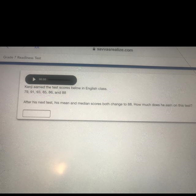 Kenji earned the test scores below in English class. 79, 91, 93, 85, 86, and 88 What-example-1