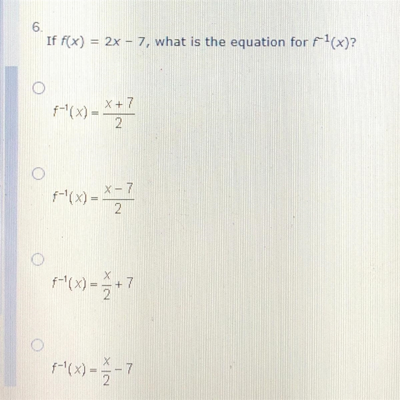 If f(x) = 2x - 7, what is the equation for f(x) URGENT PLEASE ANSWER! *see attachment-example-1