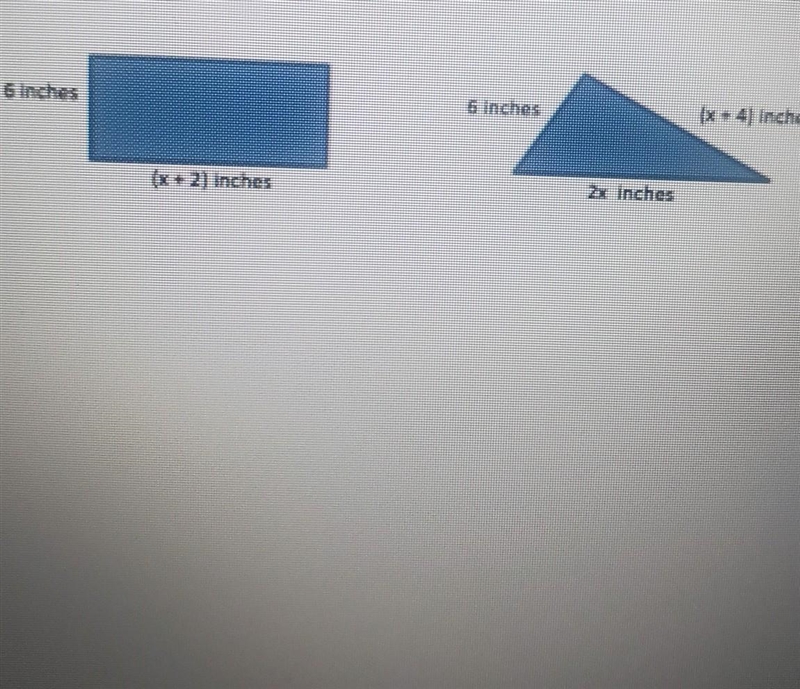 4. The perimeters of the rectangle and the triangle below are equal. Find the value-example-1