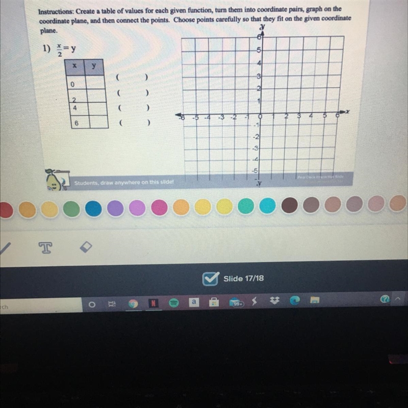 Create a table of values for each given function, turn them into coordinate pairs-example-1