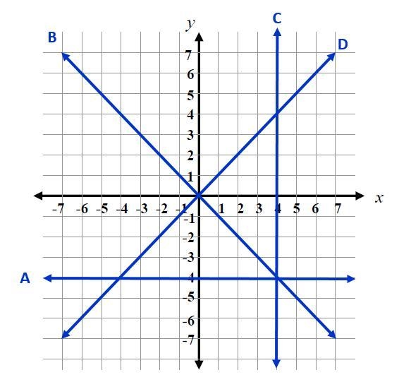 Which of these graphs is the solution set for the equation y = -4?-example-1