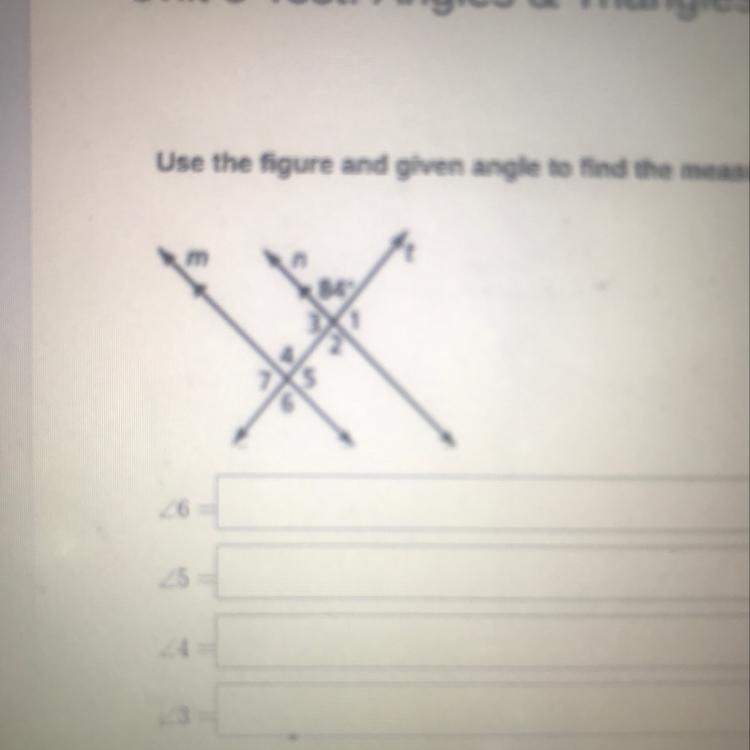 Use the figure and given angle to find the measure of each angle below (tell me how-example-1