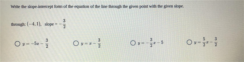 Plz help. Write the slope intercept form of the equation.-example-1