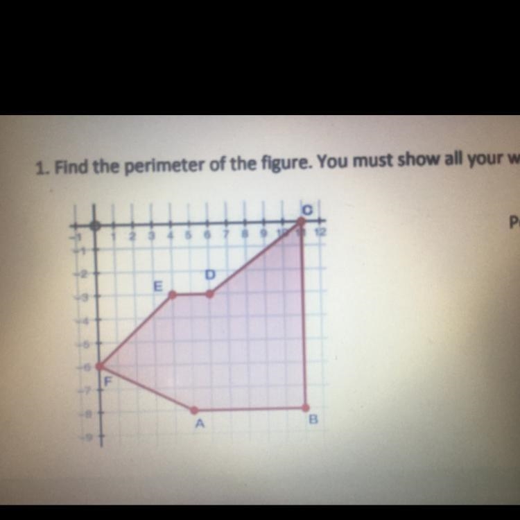 Find the perimeter of the figure. You must show all your work to receive full credit-example-1