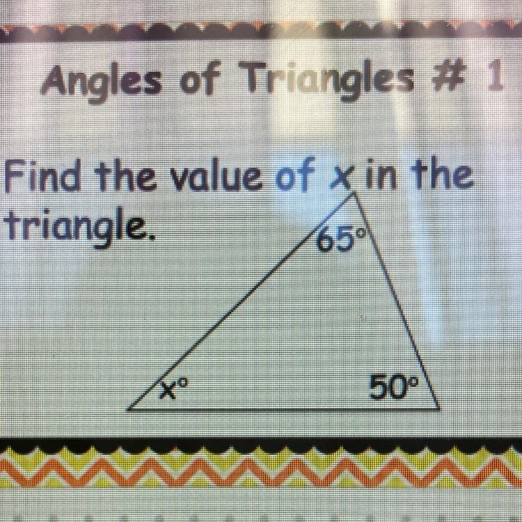 Find the value of x in the triangle.-example-1