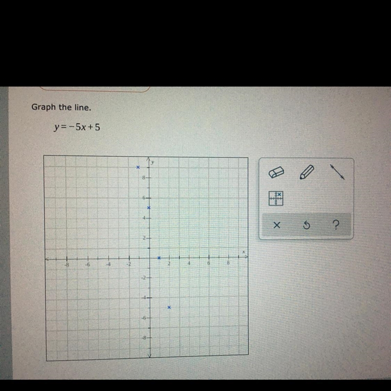 Graph the line. y = -5x +5-example-1