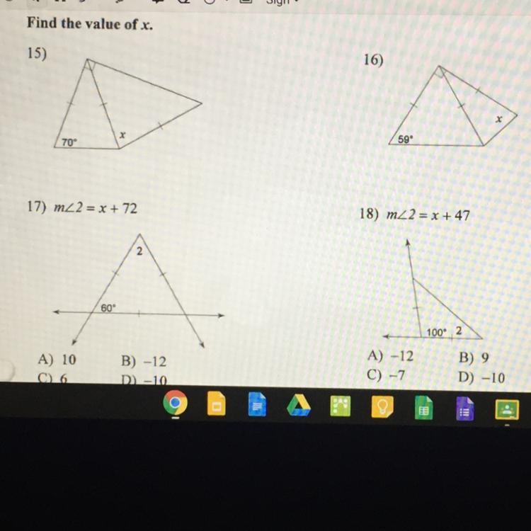 Find the value of X Can u guys pleaseee help me ASAP!? Thx!!:) (All 4)-example-1