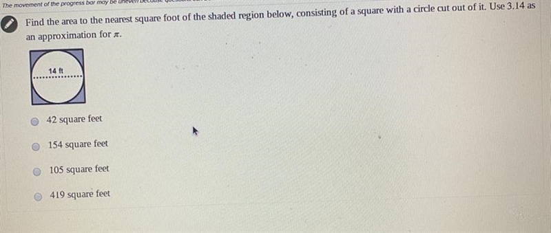 Find the area to the nearest foot of the shaded region below-example-1