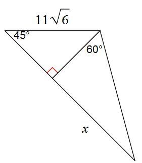 Find x. A. 44√3 B. 33 C. 33√2 D. 11√3-example-1