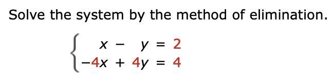 Solve the system by the method of elimination.-example-1