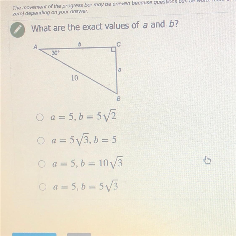 What are the exact values of a and b-example-1