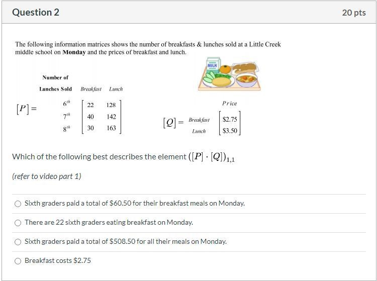 Please help! Correct answr only, please! The following information matrices show the-example-1