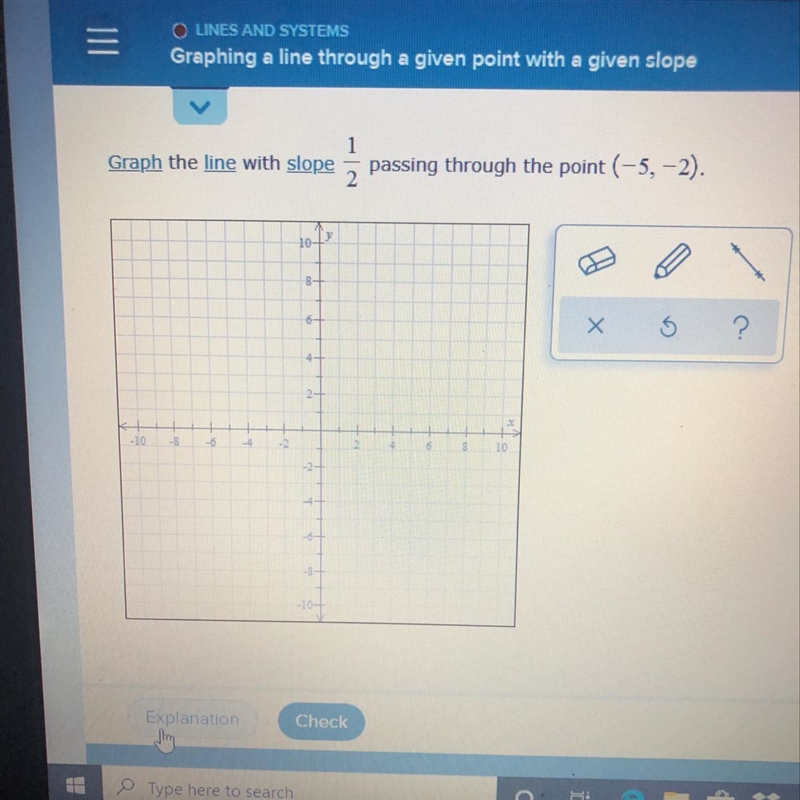 Graph the line with slope 1/2 passing through the poin-example-1