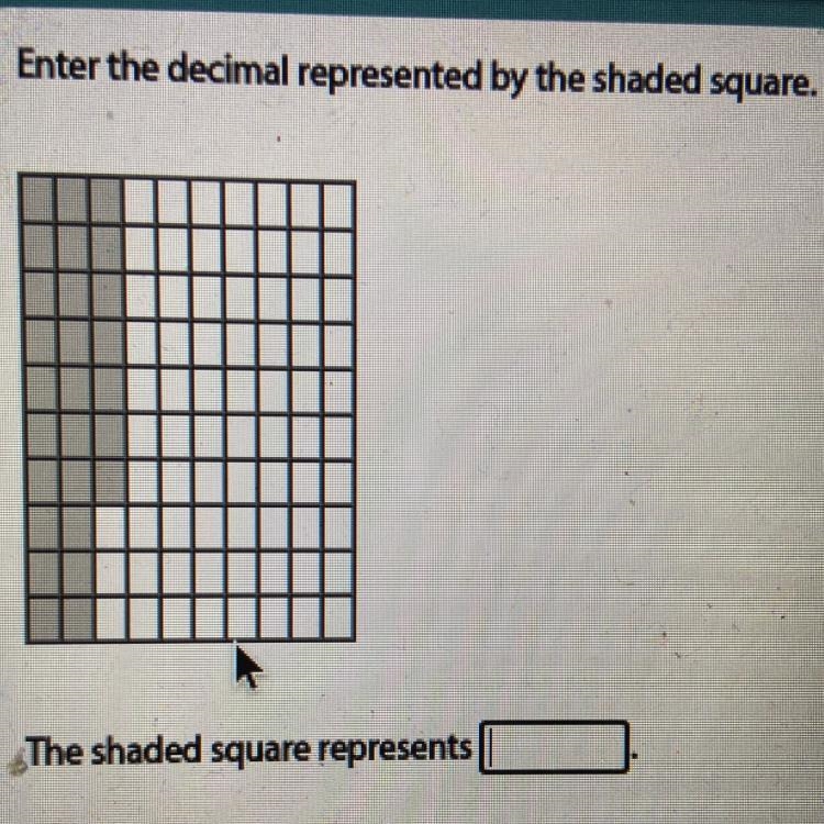 Enter the decimal represented by the shaded square. The shaded square represents__?-example-1