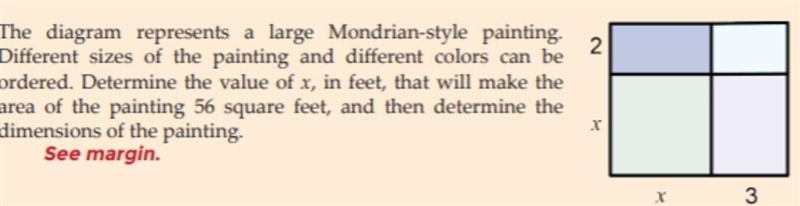 The diagram represents a large mandrian-style painting. Different sizes of the painting-example-1