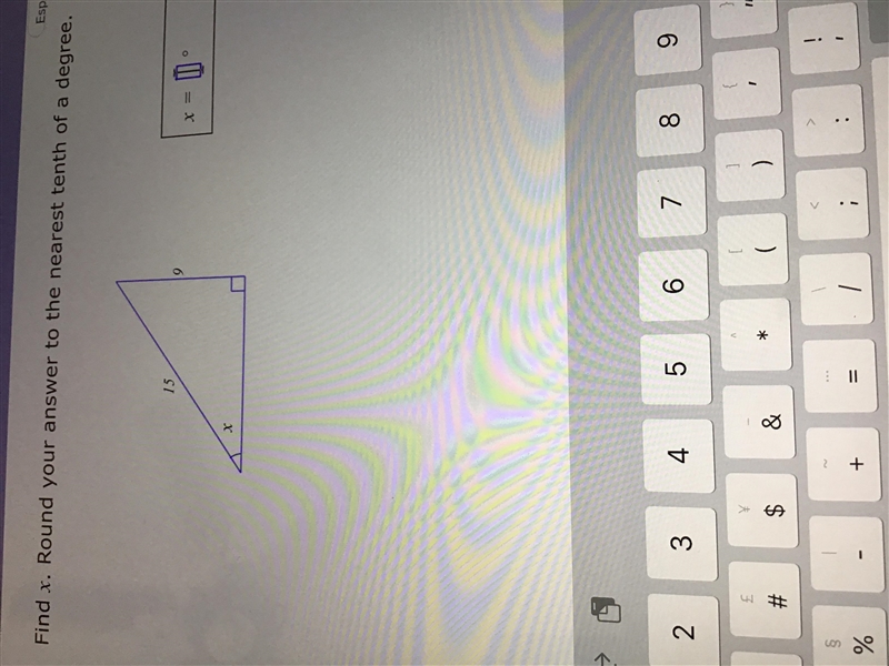 Find x . Round to the nearest tenth of a degree.-example-1