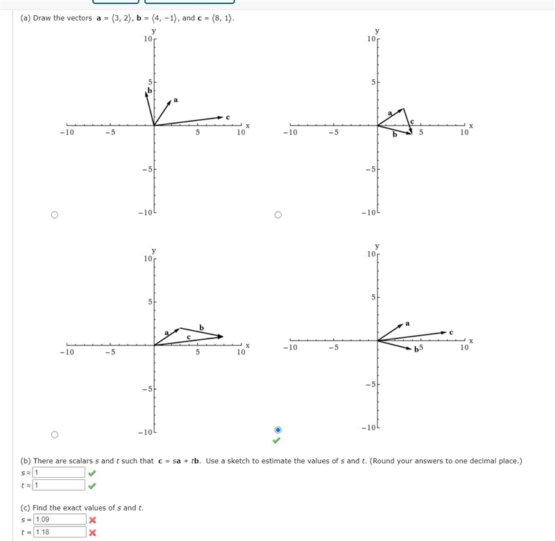 (c) Find the exact values of s and t.-example-1