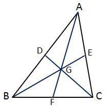 In the pictured triangle, which of these is a median? A. AD B. AG C. A F D. AC-example-1