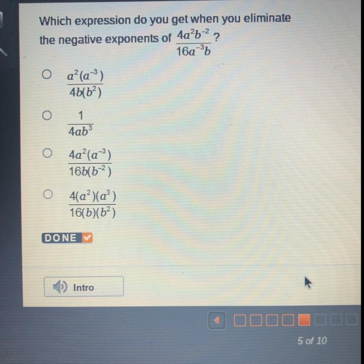 Which expressions do you get when you eliminate the negative exponents of .........-example-1