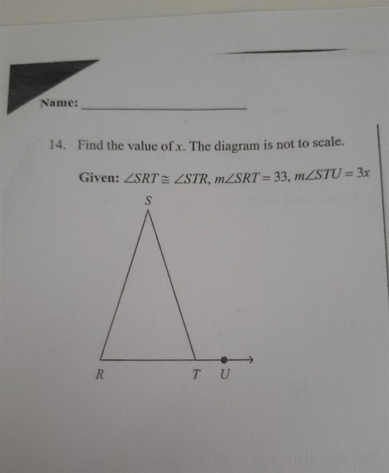 Find the value of x. The diagram is not to scale. Someone help please!!​-example-1