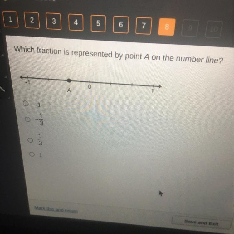 Which fraction is represented by point a on the number line-example-1