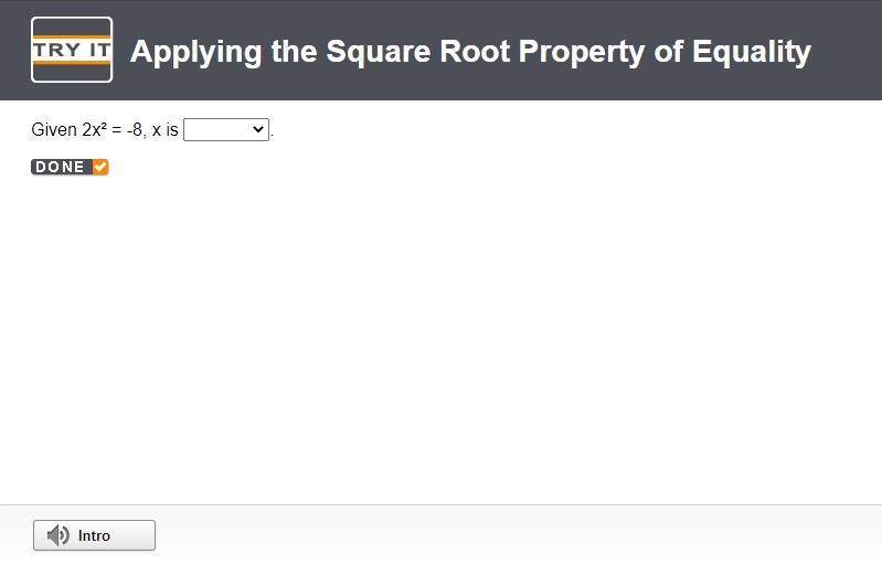 Given 2x² = -8, x is-example-1