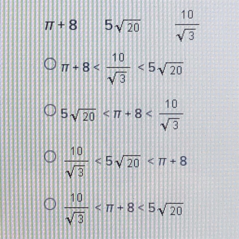 Which answer choice shows these three expressions in order from least to greatest-example-1