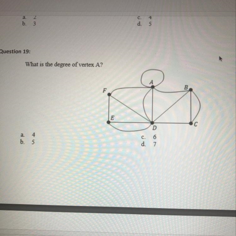 What is the degree of vertex A?-example-1