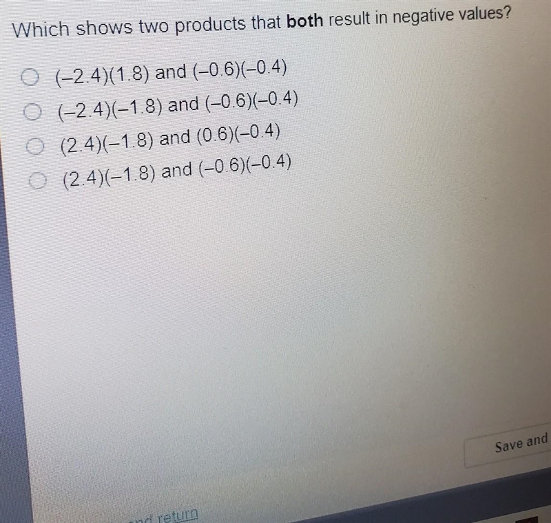 Which shows two products that result in negative values​-example-1