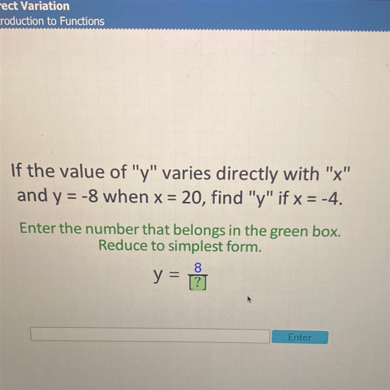 !! please help timed If the value of "y" varies directly with "x&quot-example-1